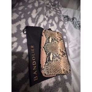 Bandolier gia snakeskin alligator brown pink  crossbody expanded pouch/bag/purse